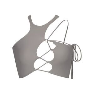 SKIMS LACE UP CROP TOP-ONYX